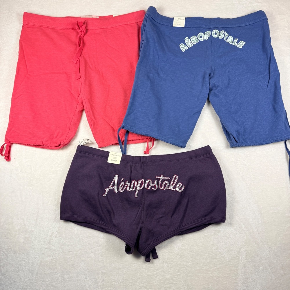 NWT‎ Y2K Aeropostale Lounge Shorts Lot Of 3 Womens XL Logo Cozy Sleepwear
